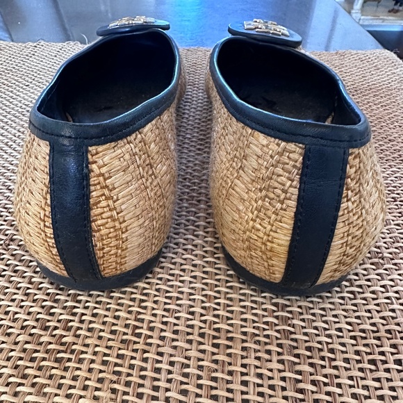 Tory Burch Reva Raffia Straw Flats - Natural/Tory Navy - Picture 3 of 5